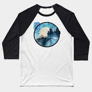 Moon and Mountains Baseball T-Shirt